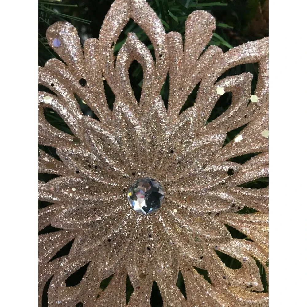 3 Snowflake Christmas Ornaments Pink‎ Blush 6 in Unique Styles Bead Rhinestone